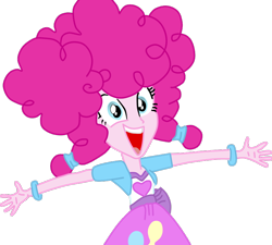 Size: 800x721 | Tagged: safe, artist:herusann, pinkie pie, equestria girls, g4, my little pony equestria girls, :d, alternate hairstyle, bracelet, clothes, cutie mark, cutie mark on clothes, female, jewelry, open mouth, open smile, simple background, smiling, solo, transparent background