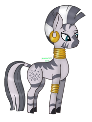 Size: 720x960 | Tagged: safe, artist:madlilon2051, zecora, pony, zebra, g4, ear piercing, earring, jewelry, neck rings, piercing, simple background, solo, transparent background