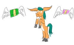Size: 1024x631 | Tagged: safe, artist:horsesplease, hitch trailblazer, earth pony, pony, g5, my little pony: a new generation, comparison, doodle, flying, good night sweet prince, money, sad, sad hitch, surreal, wing ears, winged money, wings