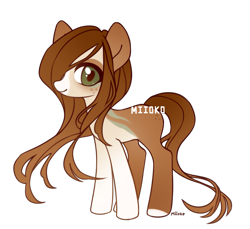 Size: 1327x1213 | Tagged: safe, artist:miioko, oc, oc only, earth pony, pony, earth pony oc, female, hair over one eye, mare, simple background, smiling, solo, transparent background