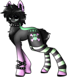 Size: 1749x2001 | Tagged: safe, artist:sketchytwi, oc, oc only, pony, unicorn, chest fluff, clothes, ear piercing, earring, face paint, jewelry, leg warmers, piercing, simple background, skull, spiked wristband, transparent background, wristband