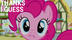 Size: 1280x720 | Tagged: safe, edit, edited screencap, editor:quoterific, screencap, diamond tiara, pinkie pie, silver spoon, earth pony, pony, g4, pinkie pride, season 4, bipedal, blue eyes, blurry background, breaking the fourth wall, caption, close-up, female, filly, looking at you, mare, pink mane, solo focus, text