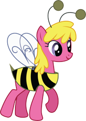 Size: 5650x7944 | Tagged: safe, artist:wissle, cherry berry, earth pony, pony, g4, luna eclipsed, my little pony: friendship is magic, absurd resolution, animal costume, bee costume, cherry bee, clothes, costume, female, mare, nightmare night, nightmare night costume, simple background, smiling, solo, transparent background, vector, yellow mane