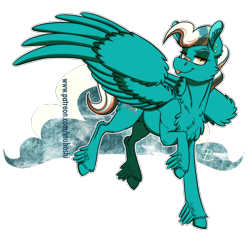 Size: 1200x1134 | Tagged: safe, artist:inuhoshi-to-darkpen, oc, oc only, oc:stratos sphere, pegasus, pony, bandage, chest fluff, ear fluff, ear piercing, earring, feathered fetlocks, female, jewelry, mare, offspring, parent:sky stinger, parent:vapor trail, parents:vaporsky, piercing, simple background, solo, spread wings, tongue out, transparent background, wings