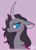 Size: 1183x1657 | Tagged: safe, artist:zayrixx, oleander (tfh), pony, unicorn, them's fightin' herds, community related, curved horn, frown, horn, looking at you, purple background, scowl, signature, simple background