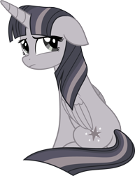 Size: 3087x4000 | Tagged: safe, artist:slb94, artist:wardex101, edit, twilight sparkle, alicorn, pony, my little pony: the movie, butt, cute, discorded, discorded twilight, female, floppy ears, mare, plot, sad, sadorable, simple background, solo, transparent background, twibutt, twilight sparkle (alicorn), vector