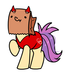 Size: 950x1040 | Tagged: safe, artist:paperbagpony, oc, oc:paper bag, clothes, costume, halloween, halloween costume, simple background, white background