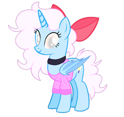 Size: 1400x1320 | Tagged: safe, artist:iceflower99, oc, oc only, oc:darky spell, daemonequus, original species, fanfic:your faithful student buggy brush, bow, choker, clothes, fanfic, hair bow, simple background, solo, sweater, transparent background