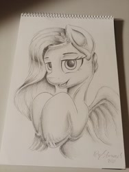 Size: 1536x2048 | Tagged: safe, artist:itchystomach, pipp petals, pegasus, pony, g5, my little pony: a new generation, adorapipp, cute, pencil drawing, solo, traditional art
