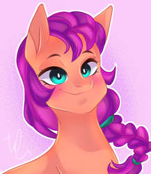 Size: 1646x1896 | Tagged: safe, artist:waterz-colrxz, sunny starscout, earth pony, pony, g5, my little pony: a new generation, blushing, bust, cute, looking at you, portrait, solo, sunnybetes