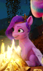 Size: 289x476 | Tagged: safe, screencap, pipp petals, zipp storm, pegasus, pony, g5, my little pony: a new generation, spoiler:my little pony: a new generation, adorapipp, adorazipp, animated, campfire, cropped, cute, female, mare, royal sisters (g5), siblings, sisters