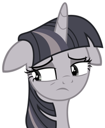 Size: 2772x3375 | Tagged: safe, artist:sketchmcreations, artist:wardex101, edit, twilight sparkle, alicorn, pony, fame and misfortune, g4, bust, discorded, discorded twilight, female, floppy ears, frown, high res, horn, mare, portrait, sad, simple background, solo, transparent background, twilight sparkle (alicorn), twilight tragedy, vector