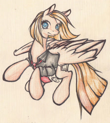 Size: 1548x1738 | Tagged: safe, artist:alcidence, oc, oc only, oc:alen d, pegasus, pony, clothes, colored pupils, necktie, shirt, solo, traditional art