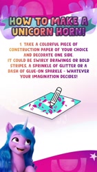 Size: 736x1308 | Tagged: safe, izzy moonbow, pony, unicorn, g5, my little pony: a new generation, official, abstract background, female, guide, mare, pinterest, simple background, solo, text, white background
