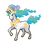 Size: 89x89 | Tagged: safe, artist:askpinkiepieandfriends, edit, princess celestia, pony, rapidash, unicorn, g4, female, mare, picture for breezies, pixel art, pokémon, race swap, simple background, solo, sprite, transparent background, unicorn celestia