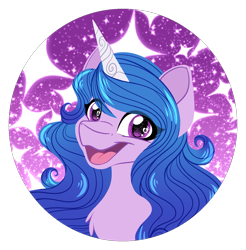 Size: 1250x1270 | Tagged: safe, artist:missbramblemele, izzy moonbow, pony, unicorn, g5, my little pony: a new generation, :3, bust, esophagus, open mouth, portrait, solo
