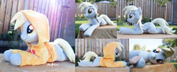 Size: 2200x897 | Tagged: safe, artist:meplushyou, derpy hooves, pony, g4, clothes, hoodie, life size, lying down, prone, solo