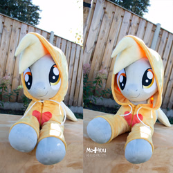 Size: 1600x1600 | Tagged: safe, artist:meplushyou, derpy hooves, pegasus, pony, g4, clothes, hoodie, irl, life size, lying down, photo, plushie, prone, solo