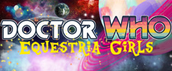 Size: 1280x533 | Tagged: safe, artist:vanossfan10, doctor whooves, time turner, equestria girls, g4, doctor who, logo, magic, nebula, planet, space, sparkles, stars, wattpad