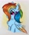 Size: 1727x2048 | Tagged: safe, artist:milledpurple, rainbow dash, pegasus, pony, g4, alternate hairstyle, bags under eyes, bust, chest fluff, ear fluff, female, hair over one eye, lidded eyes, mare, signature, solo, wings