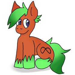 Size: 2000x2000 | Tagged: safe, artist:kaifurry, derpibooru exclusive, oc, oc only, oc:kp, earth pony, pony, gradient mane, green hair, high res, looking away, orange fur, shadow, simple background, sitting, solo, transparent background, unshorn fetlocks