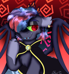 Size: 1440x1539 | Tagged: safe, artist:bluemoon, oc, oc only, oc:bluemoon, bat pony, pony, bat pony oc, dark magic, halloween, holiday, magic, nightmare night, solo