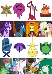 Size: 4096x5791 | Tagged: safe, adagio dazzle, fluttershy, grogar, meadowbrook, princess celestia, starlight glimmer, wallflower blush, zecora, alicorn, earth pony, pegasus, pony, sheep, unicorn, zebra, equestria girls, equestria girls specials, g4, my little pony equestria girls: better together, my little pony equestria girls: forgotten friendship, my little pony equestria girls: sunset's backstage pass, abomination (the owl house), abomination coven, absurd resolution, bard coven, beast keeping coven, emperor's coven, female, healing coven, male, mare, oracle coven, plant coven, potions coven, ram, stallion, symbol, the owl house