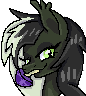 Size: 86x96 | Tagged: safe, artist:egodeath, oc, oc only, oc:ego death, bat pony, pony, bat pony oc, cute, green eyes, mushroom, pixel art, simple background, solo, transparent background, two toned mane