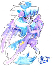 Size: 3054x4200 | Tagged: safe, artist:mannybcadavera, cloudchaser, pegasus, pony, g4, eyebrows, eyebrows visible through hair, female, happy, looking at you, mare, simple background, smiling, solo, spread wings, traditional art, white background, wings
