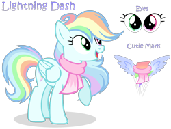 Size: 2164x1632 | Tagged: safe, artist:starshinestellaryt, oc, oc only, oc:lightning dash, pegasus, pony, clothes, female, mare, offspring, parent:rainbow dash, parent:soarin', parents:soarindash, reference, scarf, simple background, solo, transparent background