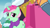 Size: 1920x1080 | Tagged: safe, screencap, applejack, minty bubblegum, pony, unicorn, g4, my little pony best gift ever, my little pony: friendship is magic, bag, clothes, female, mare, open mouth, scarf, shopping bag, winter outfit