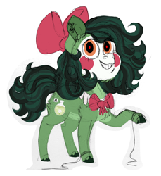 Size: 2768x3024 | Tagged: safe, artist:queenderpyturtle, oc, oc only, oc:hemlock fable, earth pony, pony, bow, clothes, costume, female, filly, hair bow, high res, nightmare night costume, simple background, solo, white background