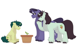 Size: 1280x732 | Tagged: safe, artist:itstechtock, sprout greenhoof, oc, pony, unicorn, g4, colt, female, las pegasus resident, male, mare, plant, simple background, stallion, transparent background