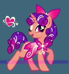 Size: 1226x1319 | Tagged: safe, artist:equmoria, oc, oc only, pony, unicorn, adoptable, bow, eyeshadow, looking at you, makeup, one eye closed, solo, wink, winking at you