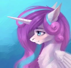 Size: 2500x2386 | Tagged: safe, artist:miurimau, princess flurry heart, alicorn, pony, g4, bust, chest fluff, female, high res, mare, older, older flurry heart, profile, solo