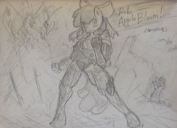 Size: 1280x928 | Tagged: safe, artist:doubt, apple bloom, robot, anthro, unguligrade anthro, g4, apple bloom bot, sketch, solo