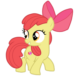 Size: 1500x1500 | Tagged: safe, artist:topaz7373, apple bloom, earth pony, pony, crusaders of the lost mark, g4, cutie mark, female, filly, grin, looking back, simple background, smiling, solo, the cmc's cutie marks, transparent background, vector