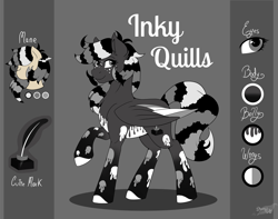 Size: 3800x3000 | Tagged: safe, artist:shamy-crist, oc, oc:inky quills, pegasus, pony, female, high res, mare, reference sheet, solo