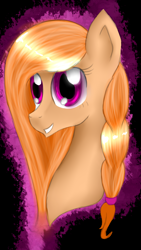 Size: 1836x3264 | Tagged: safe, artist:herusann, oc, oc only, earth pony, pony, abstract background, bust, earth pony oc, eyelashes, female, grin, mare, smiling, solo