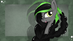 Size: 3264x1836 | Tagged: safe, artist:herusann, oc, oc only, earth pony, pony, bust, eyelashes, smiling, solo, zoom layer