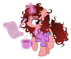 Size: 2000x1674 | Tagged: safe, artist:kaitykat117, edit, vector edit, oc, oc only, oc:paige scribble(kaitykat), pony, unicorn, g4, base used, messy mane, morning ponies, pencil, simple background, solo, transgender, transparent background, vector