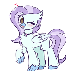 Size: 3699x3627 | Tagged: safe, artist:kittyrosie, oc, oc only, oc:ocean breeze, oc:ocean breeze (savygriffs), classical hippogriff, hippogriff, :p, cute, high res, looking at you, ocbetes, one eye closed, solo, tongue out, wink, winking at you