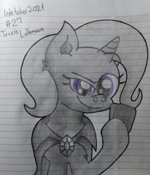 Size: 2889x3362 | Tagged: safe, artist:iceflower99, trixie, pony, g4, high res, inktober, inktober 2021, lined paper, solo, traditional art