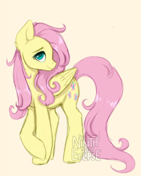 Size: 1029x1280 | Tagged: safe, artist:nintheclipse, fluttershy, pegasus, pony, mlp fim's tenth anniversary, g4, colored sketch, crossed hooves, cute, ear fluff, female, looking at you, mare, shyabetes, simple background, smiling, solo, yellow background