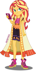 Size: 1508x2954 | Tagged: safe, artist:sacrifice02, rarity, sunset shimmer, unicorn, equestria girls, g4, my little pony equestria girls: legend of everfree, fashion, female, full body, phone, simple background, solo, transparent background