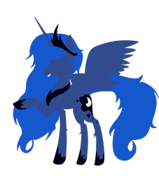 Size: 2000x2200 | Tagged: safe, artist:herusann, princess luna, alicorn, pony, g4, female, grin, high res, hoof shoes, jewelry, lineless, mare, minimalist, no eyes, peytral, raised hoof, simple background, smiling, solo, tiara, transparent background