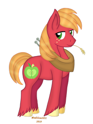 Size: 720x960 | Tagged: safe, artist:madlilon2051, big macintosh, earth pony, pony, g4, freckles, horse collar, male, simple background, solo, stallion, straw in mouth, transparent background, unshorn fetlocks