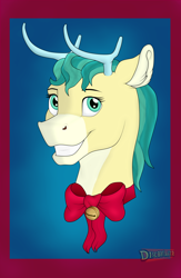 Size: 2186x3358 | Tagged: safe, artist:discbreaker100, alice the reindeer, deer, reindeer, g4, bow, bust, high res, smiling, solo