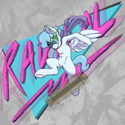 Size: 2048x2048 | Tagged: safe, artist:compound lift, oc, oc only, oc:file folder, pegasus, pony, clothes, high res, horsin' around, male, radical, scarf, skateboard, solo, stallion, sunglasses