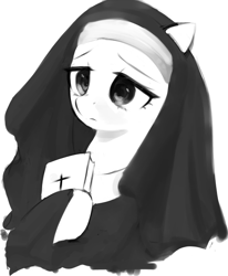 Size: 498x604 | Tagged: safe, artist:some_ponu, oc, oc only, earth pony, pony, bible, book, christianity, clothes, female, flutternun, nun, solo